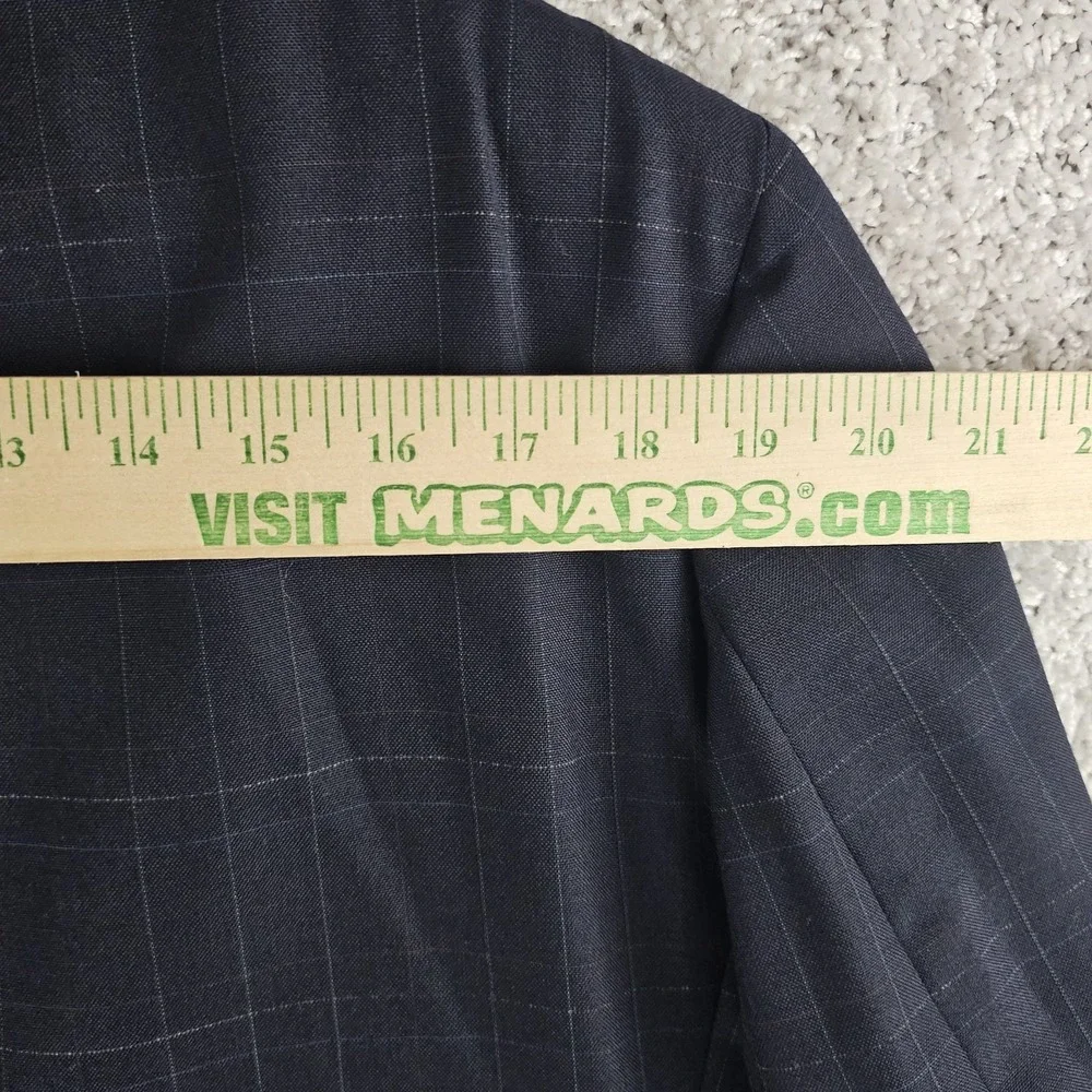 Vintage Hardwick Clothes Windowpane Navy Blazer Sport Coat Mens 44 R Made In USA